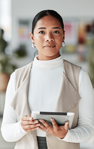 Woman holding a tablet